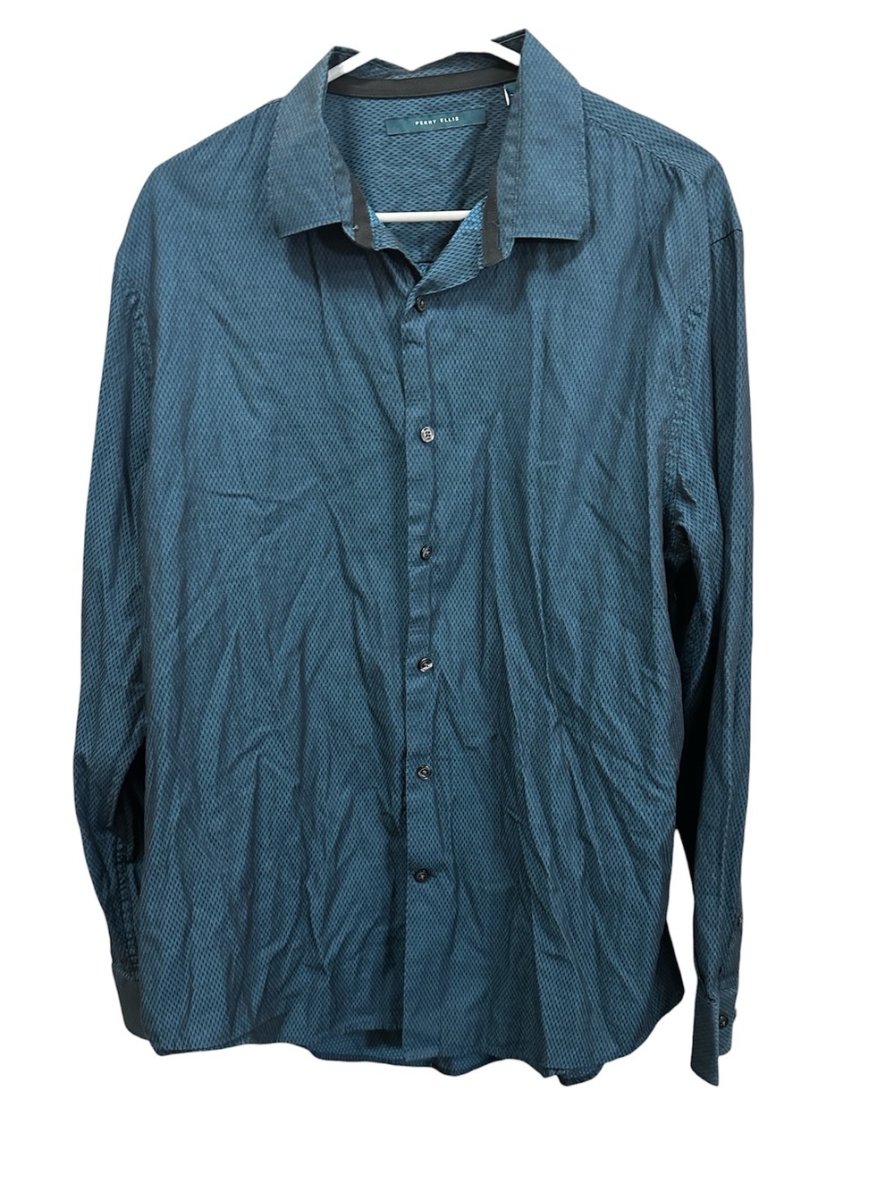Perry Ellis Teal And Black Button Down Shirt XL